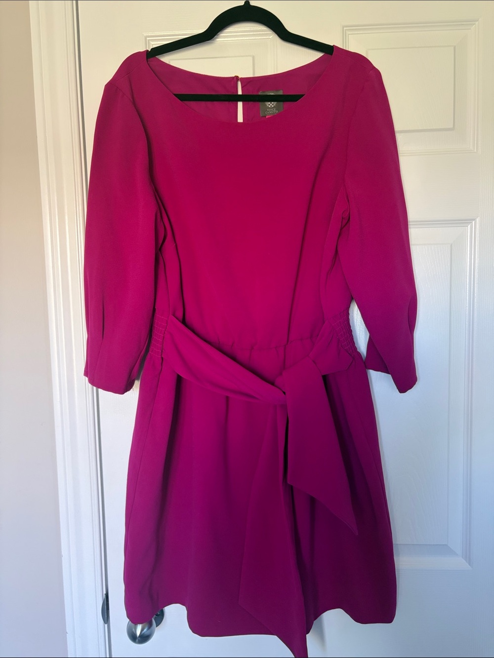 Vince Camuto Magenta Long Sleeve Tie-Waist Dress